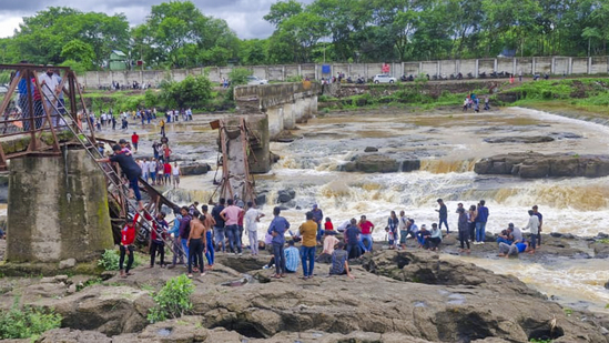 Rescue operation underway at the site of the Indrayani River bridge collapse in Pune, Maharashtra